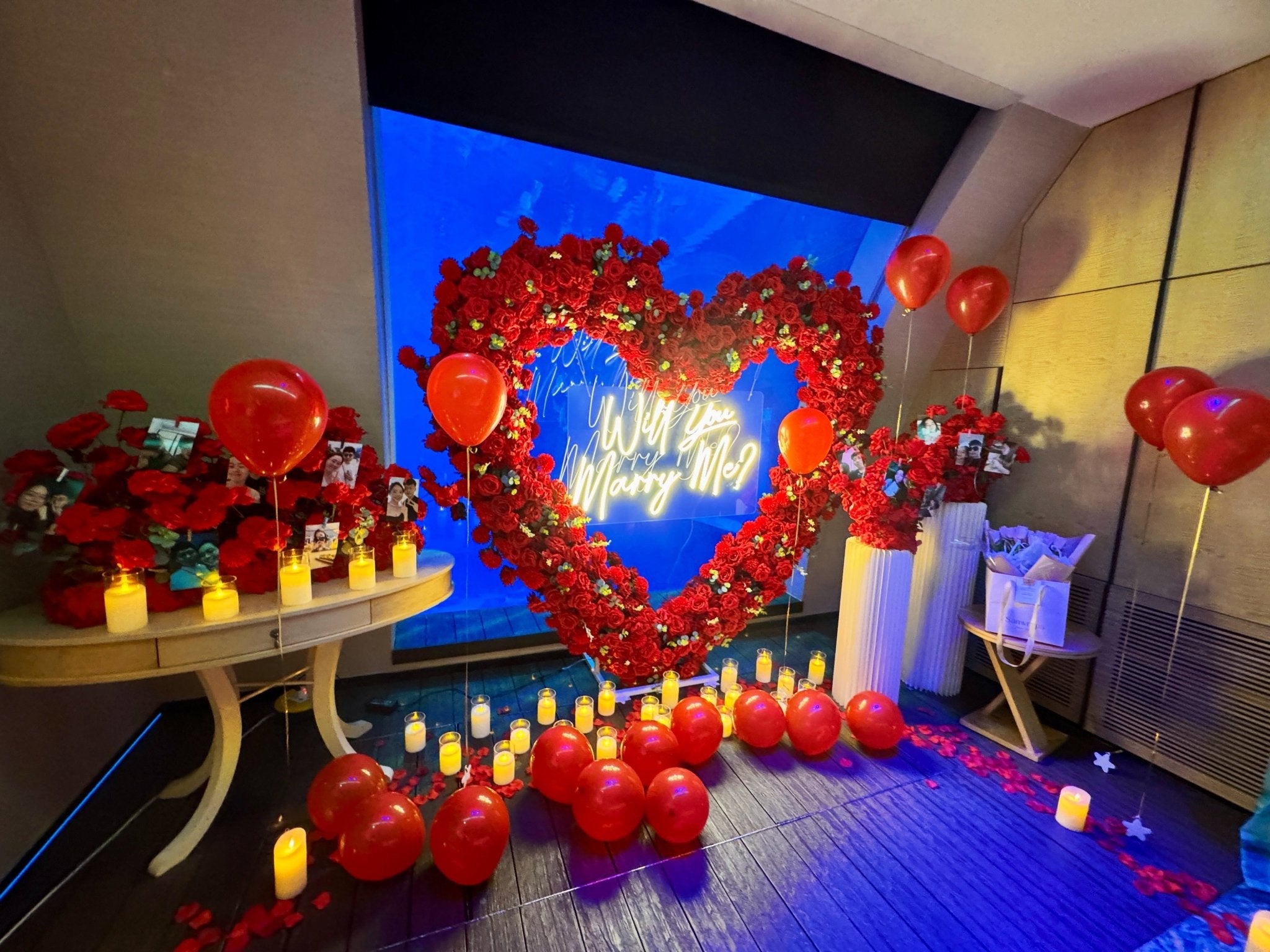 その他 Proposal Decoration Set Proposal Decorations Kit, Marry Me Light Up Letters, 2000 Rose