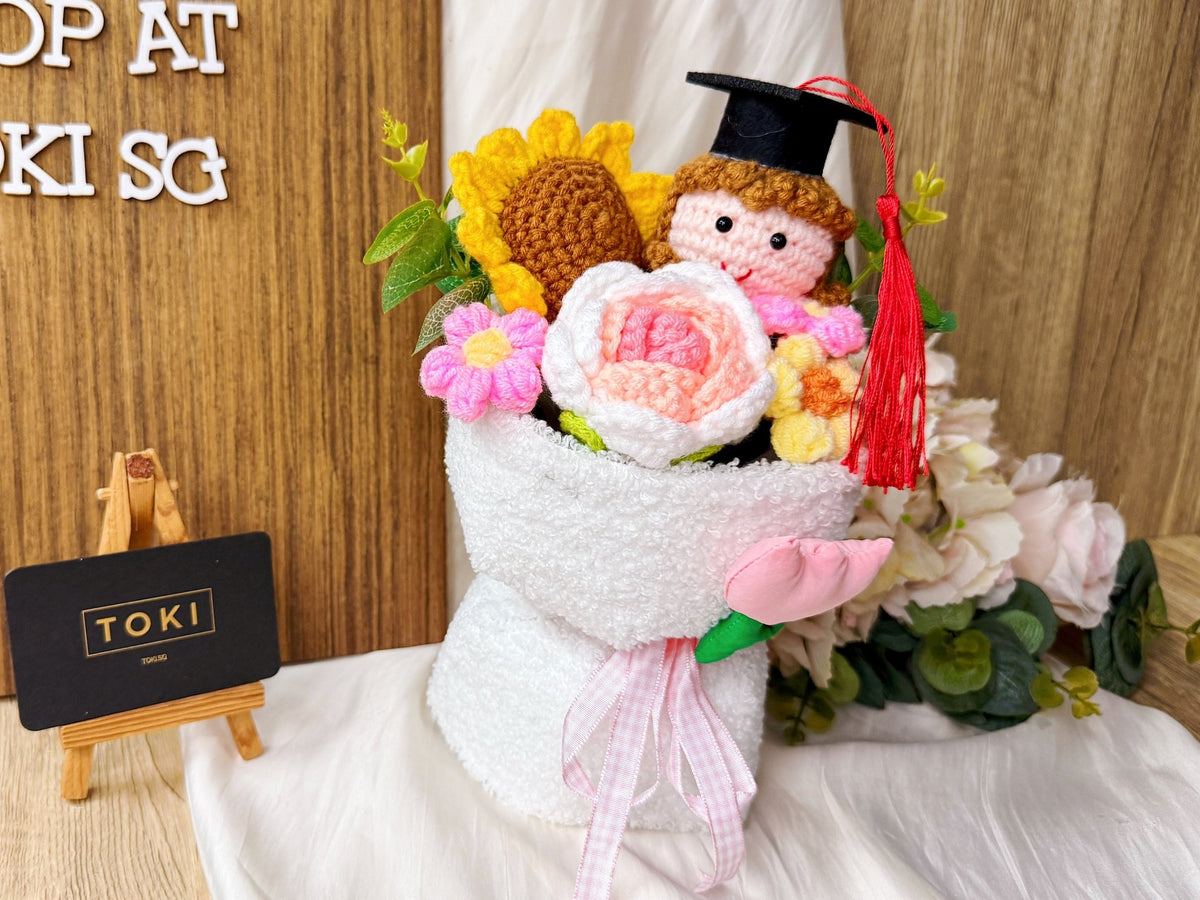 Graduation Flowers Bouquets Singapore - Mini Crochet Sunflower Round ...