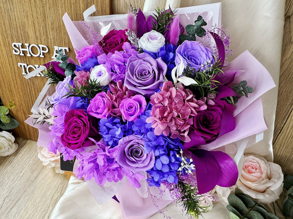 Dozen Violet Roses (